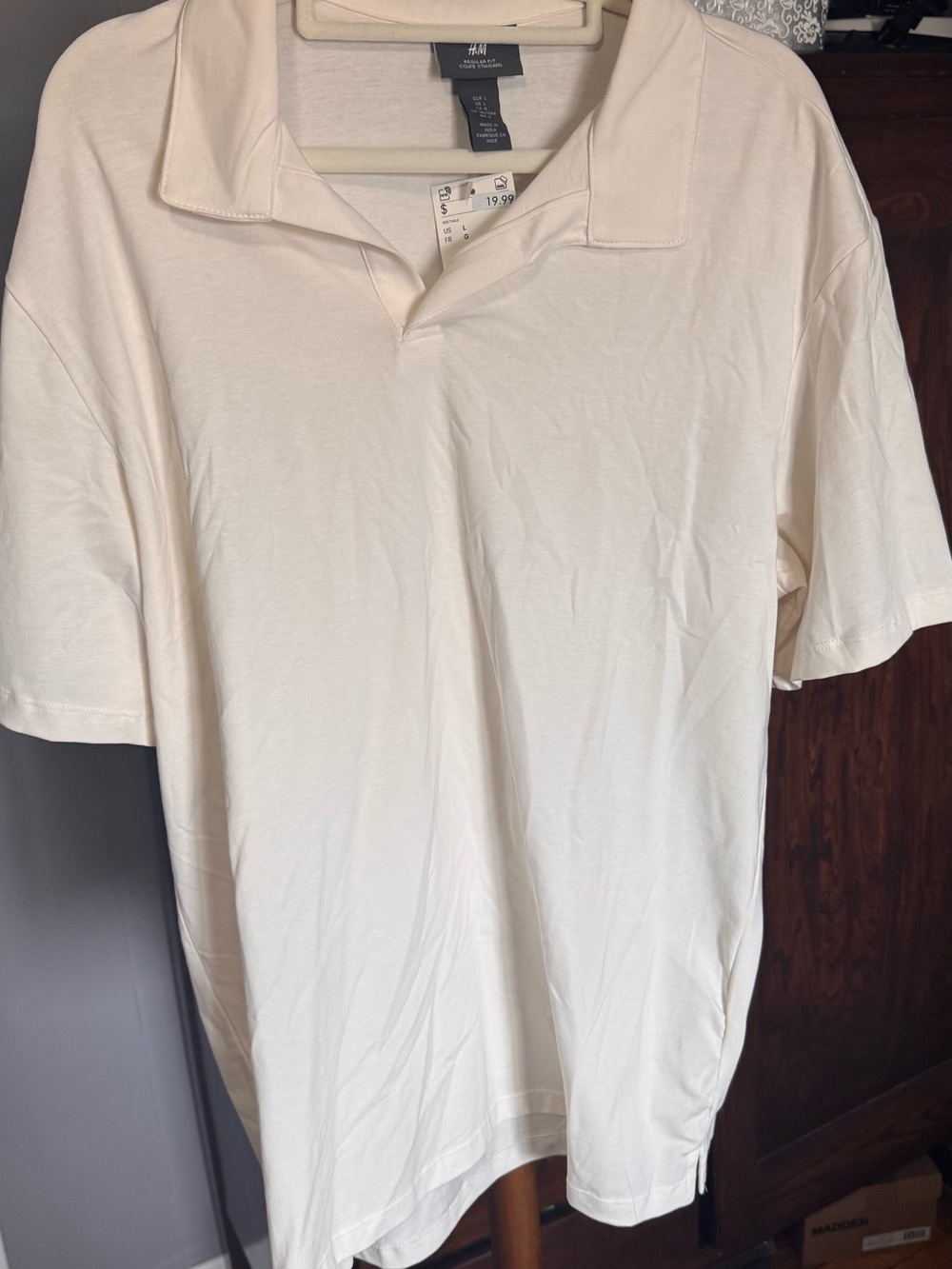 🤍 H&M Relaxed Open Collar Polo Tee — Size Large — NWT